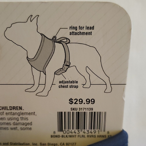 Bond & Co. Navy Blue and White Reversible Dog Harness Size XS - Picture 4 of 4